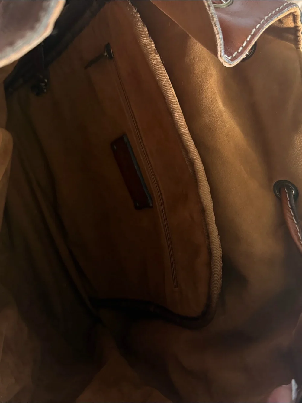 Patricia Nash Cognac/Brown Leather Backpack with Brass Clasp